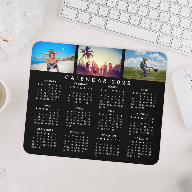 Mousepad Calendário Personalizado de Colagem de Fotos 2025 (Criador carregado)