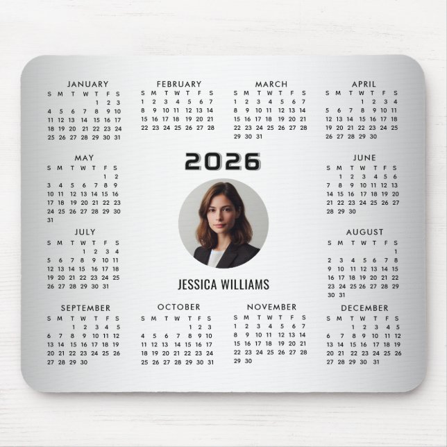 Mousepad Calendário Personalizado de Foto Personalizada em  (Frente)