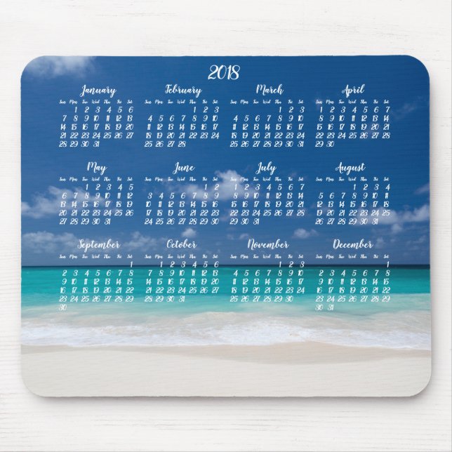 Mousepad Calendário Personalizado do Pad do Mouse 2018 Beac (Frente)