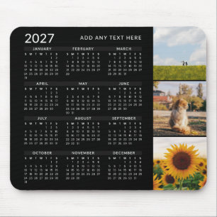 Mousepad Calendário Personalizado Moderno 2027 com 3 Fotos