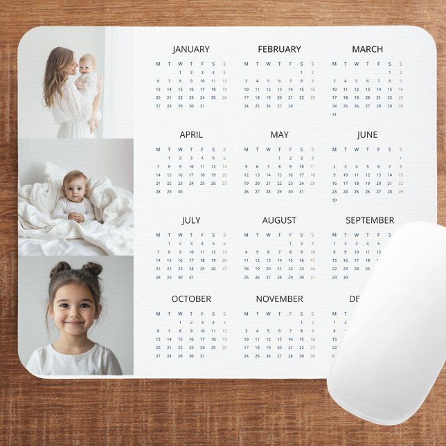 Mousepad Calendário Personalizado Pink 2025 do Pastel com F (Criador carregado)
