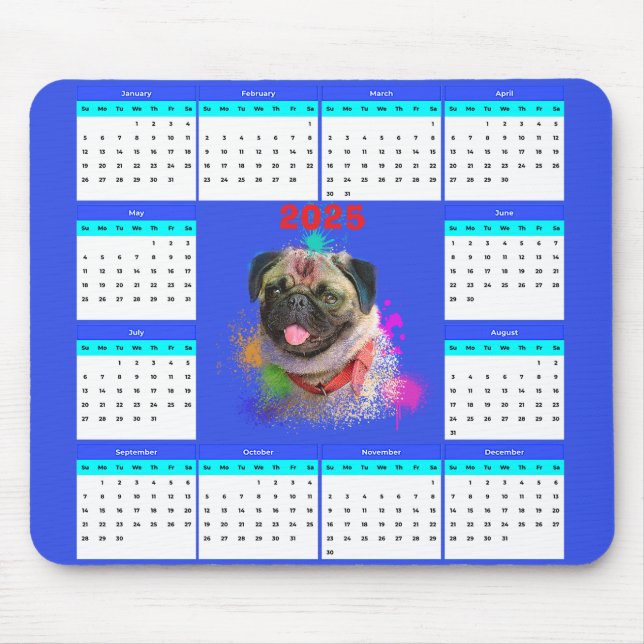 Mousepad Calendário Personalizável de Cachorro de Enxame de (Frente)