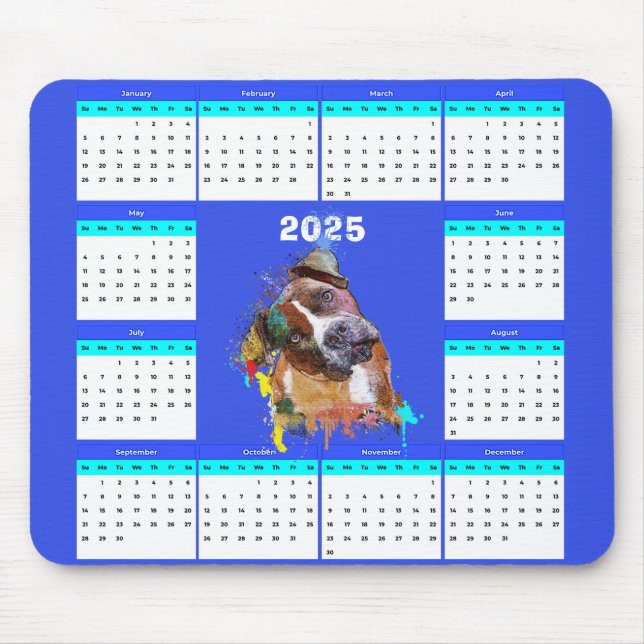 Mousepad Calendário Personalizável de Cachorro de Pitta (Frente)