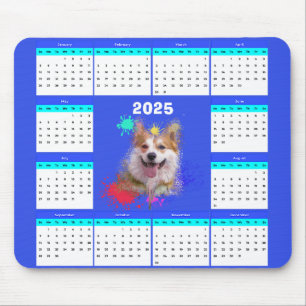 Mousepad Calendário Personalizável de Cães Corgi de Cuta