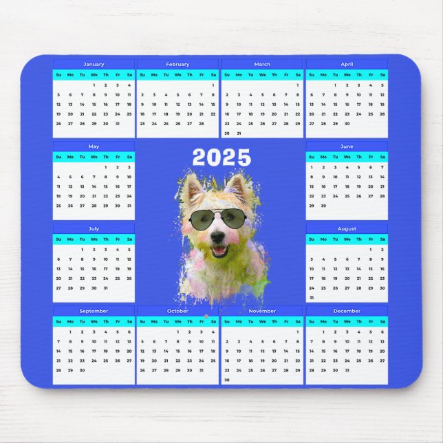 Mousepad Calendário Personalizável de Cães Escoados (Frente)