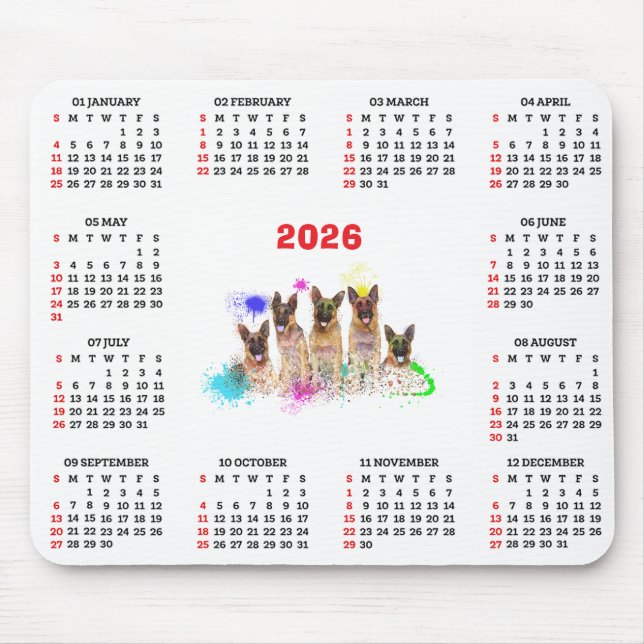 Mousepad Calendário Personalizável de Filhotes de Labrador  (Frente)