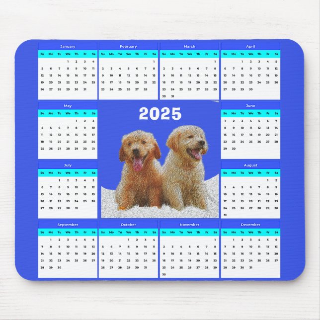 Mousepad Calendário Personalizável do Cachorro do Retriever (Frente)