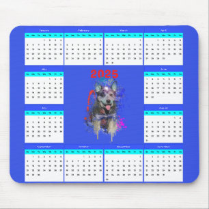 Mousepad Calendário Personalizável do Cão Azul-Heeler de Cu