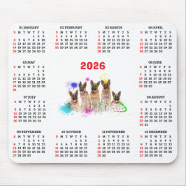 Mousepad Calendário Personalizável do Cão Pastor Alemão Fof