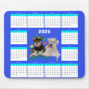 Mousepad Calendário Personalizável do Cão Schnauzer Cute