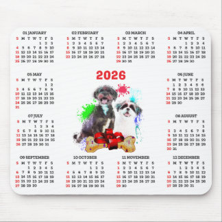 Mousepad Calendário Personalizável do Cute Shih Tzu Dog 