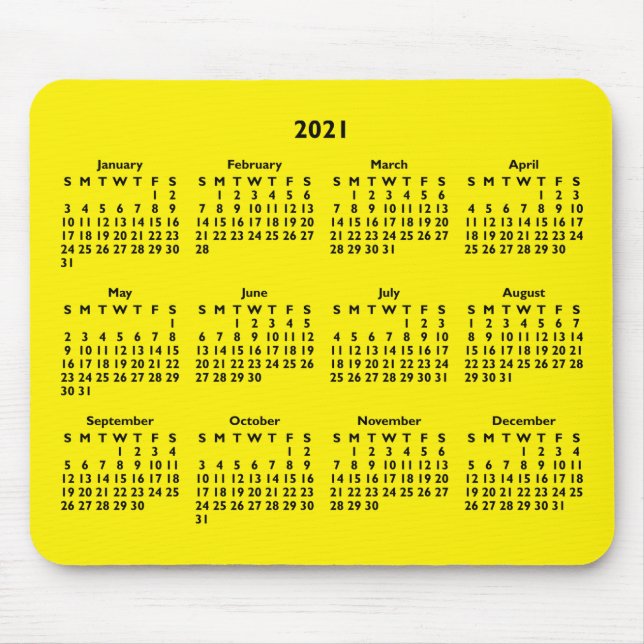 Mousepad Calendário Personalizável Preto e Amarelo Brilhant (Frente)