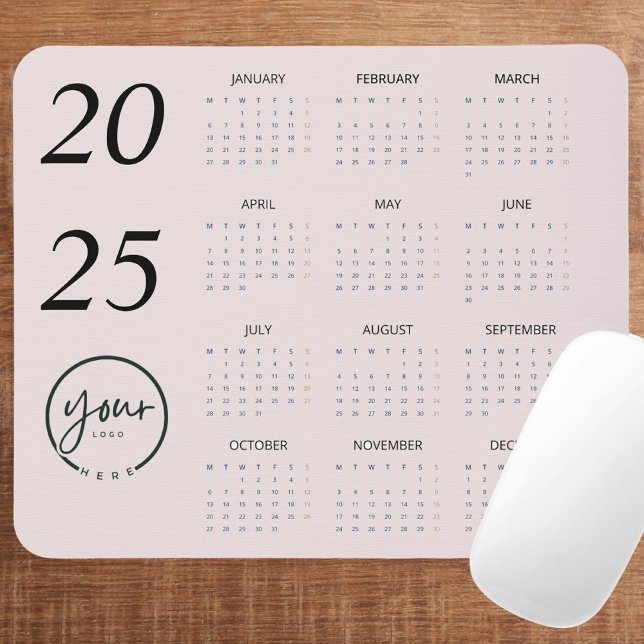 Mousepad Calendário Pink de Pastel Personalizado 2025 com o (Criador carregado)
