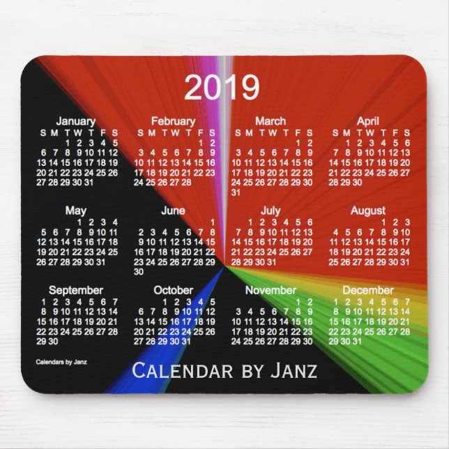 Mousepad Calendário preliminar do ponto 2019 pelo tapete do (Frente)