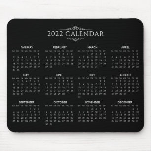 Mousepad Calendário Preto 2022 Simples, Mas Elegante   Mous