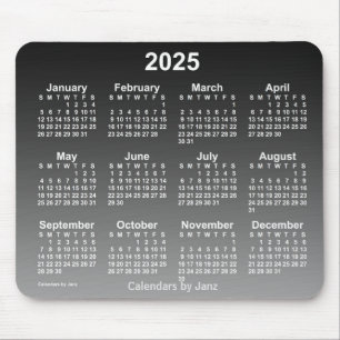 Mousepad Calendário Preto Desvanecido de 2025 por Janz Mou