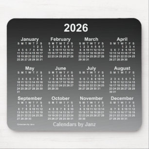 Mousepad Calendário Preto Desvanecido de 2026 por Janz Mou