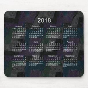 Mousepad Calendário preto dos retalhos 2018 por Janz