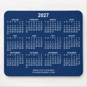 Mousepad Calendário Promocional Azul Marinho e Branco 2027