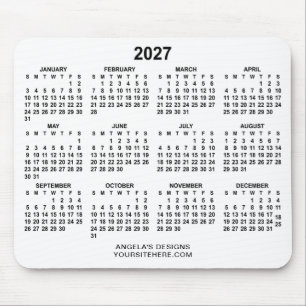 Mousepad Calendário Promocional Preto e Branco 2027