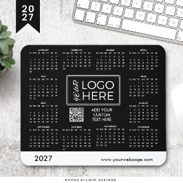 Mousepad Calendário Rato 2027 Logotipo Corporativo Preto