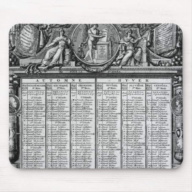 Mousepad Calendário republicano, o 22 de setembro de 1793 (Frente)