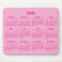 Calendário Rosa Claro e Vibrante 2026