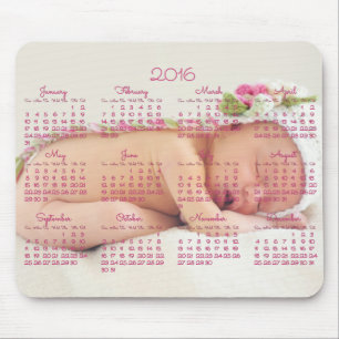 Mousepad Calendário Rosa Pad do Mouse Personalizado 2016 Fo