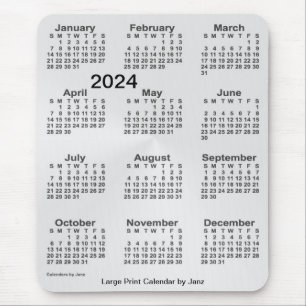 Mousepad Calendário Silver Large Impressão de 2024 por Ja