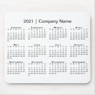 Mousepad Calendário Simples 2021 com Nome da Empresa em Br