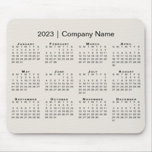 Mousepad Calendário Simples 2023 com Nome da Empresa em beg
