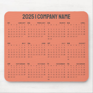 Mousepad Calendário Simples 2025 Nome da Empresa   Qualquer