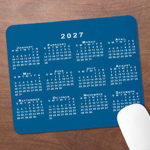 Mousepad Calendário Simples Azul e Branco 2027