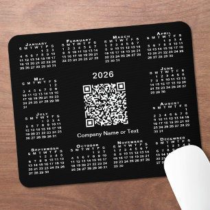 Mousepad Calendário Simples de 2026 Código QR Empresarial e