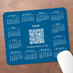 Mousepad Calendário Simples de 2026 Código QR Empresarial e