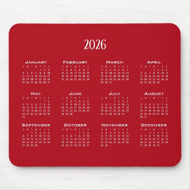 Mousepad Calendário simples moderno de marionete (Frente)