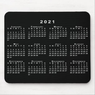 Mousepad Calendário Simples Preto e Branco 2021