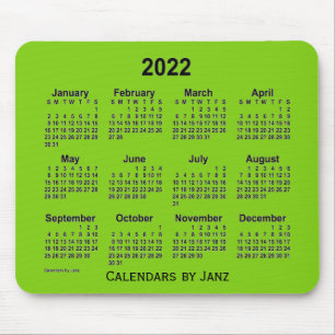 Mousepad Calendário Verde Amarelo de 2022 por Janz Mouse P