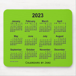 Mousepad Calendário Verde Amarelo de 2023 por Janz Mouse P