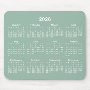 Mousepad Calendário Verde e Branco de Chá