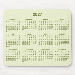 Mousepad Calendário Verde Lima Pastel 2027