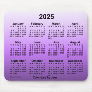Mousepad Calendário violeta desbotado de 2025 por Janz Mous