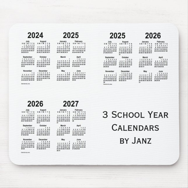 Mousepad Calendários 2024-2027 White 3 School Year de Janz (Frente)