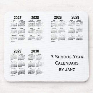 Mousepad Calendários 2027-2030 White 3 School Year de Janz