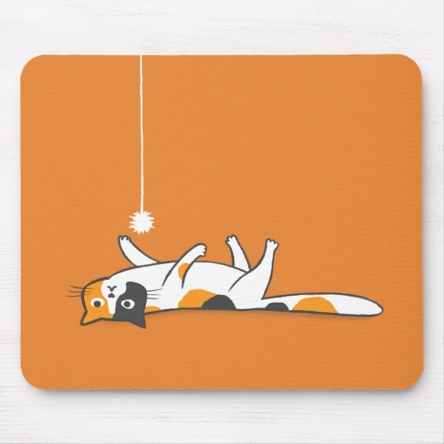 Mousepad Calico Cat preguiçoso | Pet Gatinho Lover-de-bico (Frente)