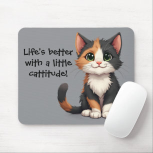 Mousepad Calico Kitten Whimsical com Cattitude