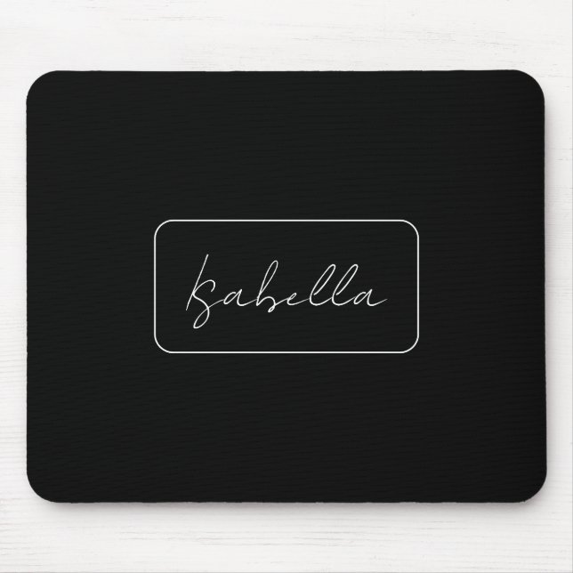 Mousepad Caligrafia Black White Plain Creative Modern Name (Frente)