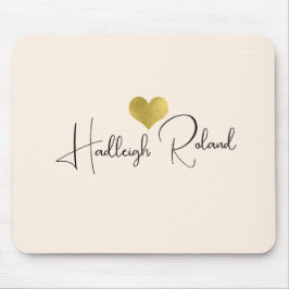 Mousepad Caligrafia de Nome Monograma Coração
