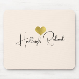 Mousepad Caligrafia de Nome Monograma Coração