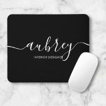Mousepad Caligrafia de Script Minimalista Preto para Mouse<br><div class="desc">Mínimo e moderno mouse pad.</div>